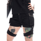 Women Steampunk Gothic Black Cotton Shorts Alternative Bondage Style for a Unique Fashion Statement