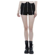 Women High Waist Black Summer Street Shorts Tech Noir Style in Heavy Twill Cotton with Zipper