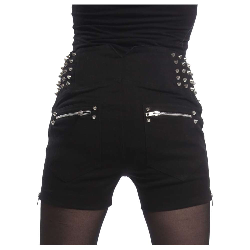 Women Heartless Devina Shorts Black Studded Short Pants with Emo and Glamrock Style