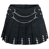 Women Gothic Punk Skirt Chain Detail Metal Mini Skirt with Silver Chains for a Bold Rock Style - Alternative Gothic Dark Wear | Embrace Dark Aesthetic Men & Women Gothic Clothing