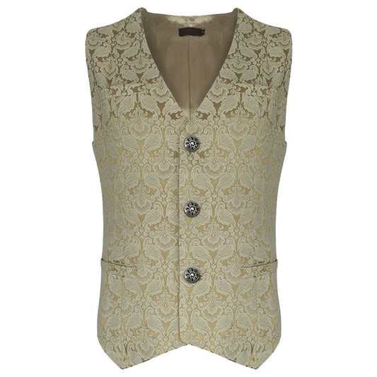 Pentagramme Palatine Men Cream Color Waistcoat - Alternative Gothic Dark Wear | Embrace Dark Aesthetic Men & Women Gothic Clothing