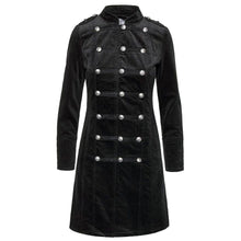 Load image into Gallery viewer, Women&#39;s Velvet Black Slim Fitted Coat Women&#39;s Vintage Fashion Gothic Long Coat
