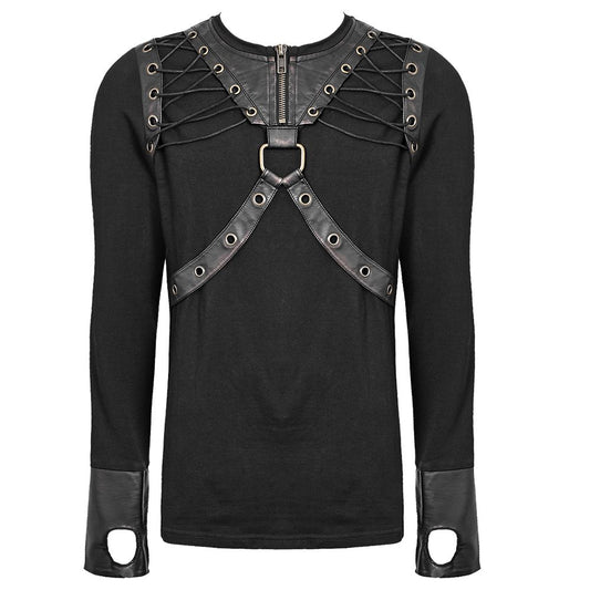 Arkham Men Dieselpunk Top - Alternative Gothic Dark Wear | Embrace Dark Aesthetic Men & Women Gothic Clothing