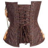 Women Hall Brown Steampunk Corset With Attached Neck Gear