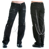 Men Gothic Black Zipper Pant Black Gothic Chained Pant Cotton Pant Cotton