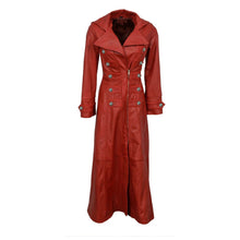 Load image into Gallery viewer, Women Gothic Sissy Empress Coat Real Nappa Leather Red Coat Gothic Fitted Long Coat
