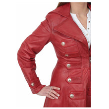 Load image into Gallery viewer, Women Gothic Sissy Empress Coat Real Nappa Leather Red Coat Gothic Fitted Long Coat
