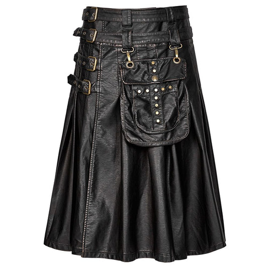 Handmade New Stylish Men’s Gothic Cargo Utility Kilt Black Steampunk - Alternative Gothic Dark Wear | Embrace Dark Aesthetic Men & Women Gothic Clothing