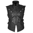 Mens Dieselpunk Military Waistcoat Vest Black Gothic Steampunk Leather - Alternative Gothic Dark Wear | Embrace Dark Aesthetic Men & Women Gothic Clothing