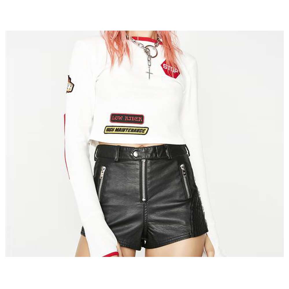 Women Gothic Biker Babe Moto Shorts Edgy and Stylish Look