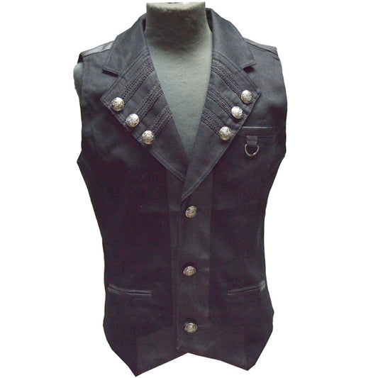 Men Pentagramme Military Style Vest Gothic Steampunk Waistcoat Vest - Alternative Gothic Dark Wear | Embrace Dark Aesthetic Men & Women Gothic Clothing