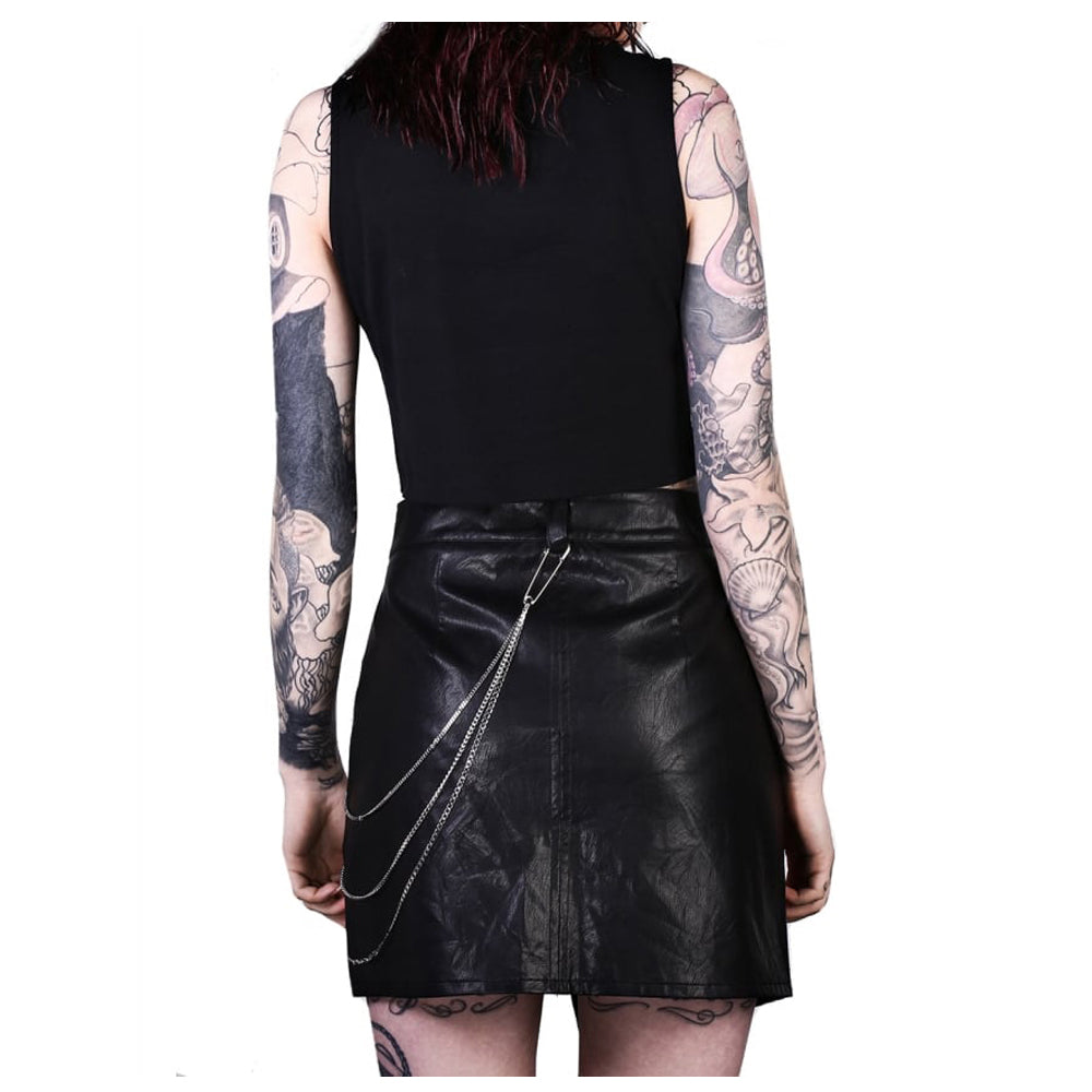 Women Gothic Leather Skirt Emo Inspired Vrouwen Lederen Skirt for Bold Alternative Style - Alternative Gothic Dark Wear | Embrace Dark Aesthetic Men & Women Gothic Clothing