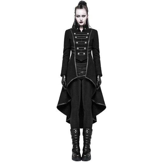 Women Gothic Military Steampunk Coat Long Jacket Black Steampunk Army Uniform - Alternative Gothic Dark Wear | Embrace Dark Aesthetic Men & Women Gothic Clothing