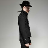 Men Steampunk Gothic Braided Jacket Rock Metal Military Jacket Wool Army Short - Alternative Gothic Dark Wear | Embrace Dark Aesthetic Men & Women Gothic Clothing