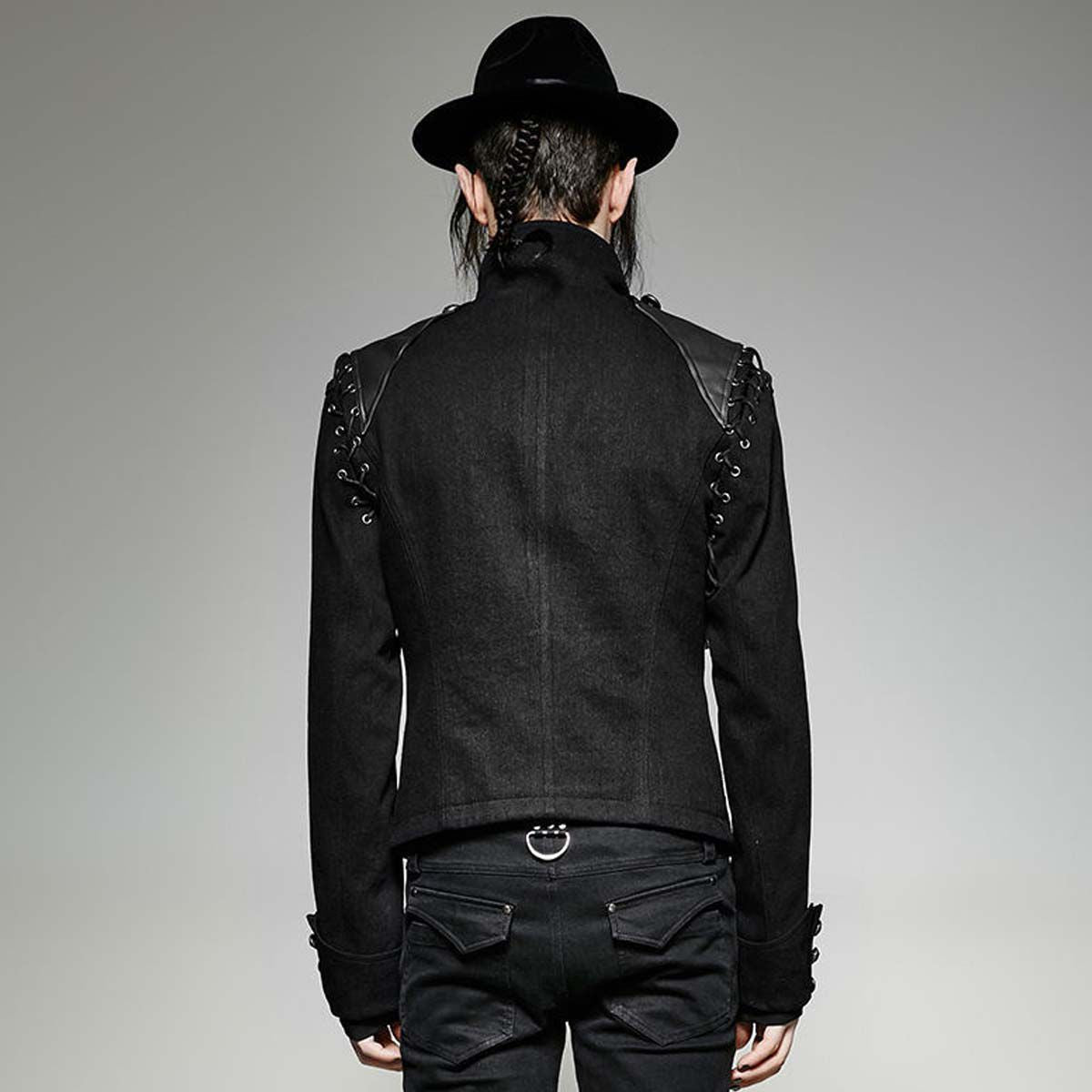 Men Steampunk Gothic Braided Jacket Rock Metal Military Jacket Wool Army Short - Alternative Gothic Dark Wear | Embrace Dark Aesthetic Men & Women Gothic Clothing