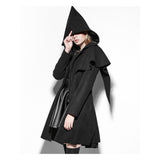 Women Gothic Lolita Zipper Hooded Witch Magic Cloak Coat