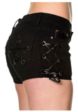 Women Gothic Banned Wild Imagination Shorts Black Denim Skirt with Bold Alternative Style