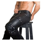 New Men Leather Motorcycle Pant