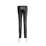 Women Punk Side Binding Pants Vertical Stripe Leggings Trousers with Edgy Look - Alternative Gothic Dark Wear | Embrace Dark Aesthetic Men & Women Gothic Clothing