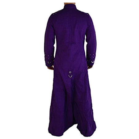 Handmade Men Gothic Royal Purple Hellraiser Vampire Trench Long Coat