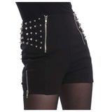 Women Heartless Devina Shorts Black Studded Short Pants with Emo and Glamrock Style