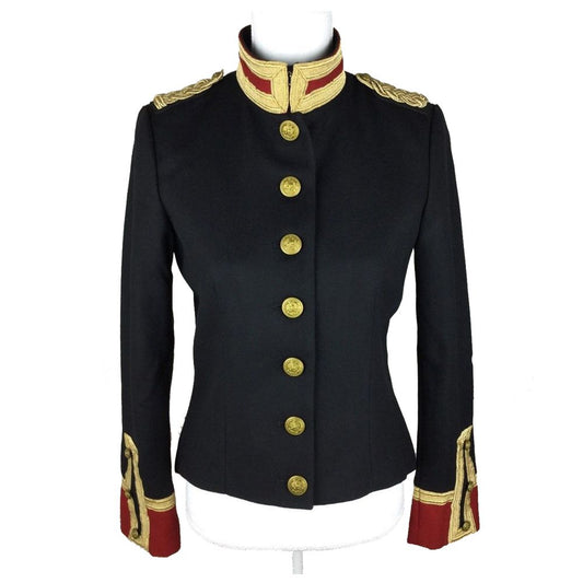 Women Gothic Military Style Wool Jacket Double Breasted Army Officer Band Coat Trench Jacket Slim Fit