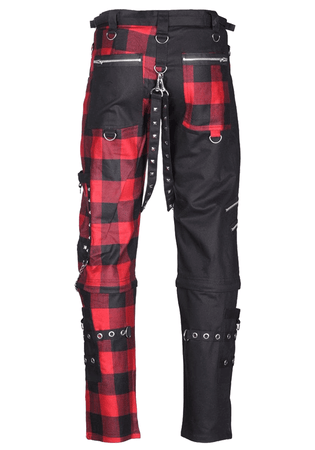 Men Gothic Pant Dead Threads Damned Checked Pant Red and Black Pant