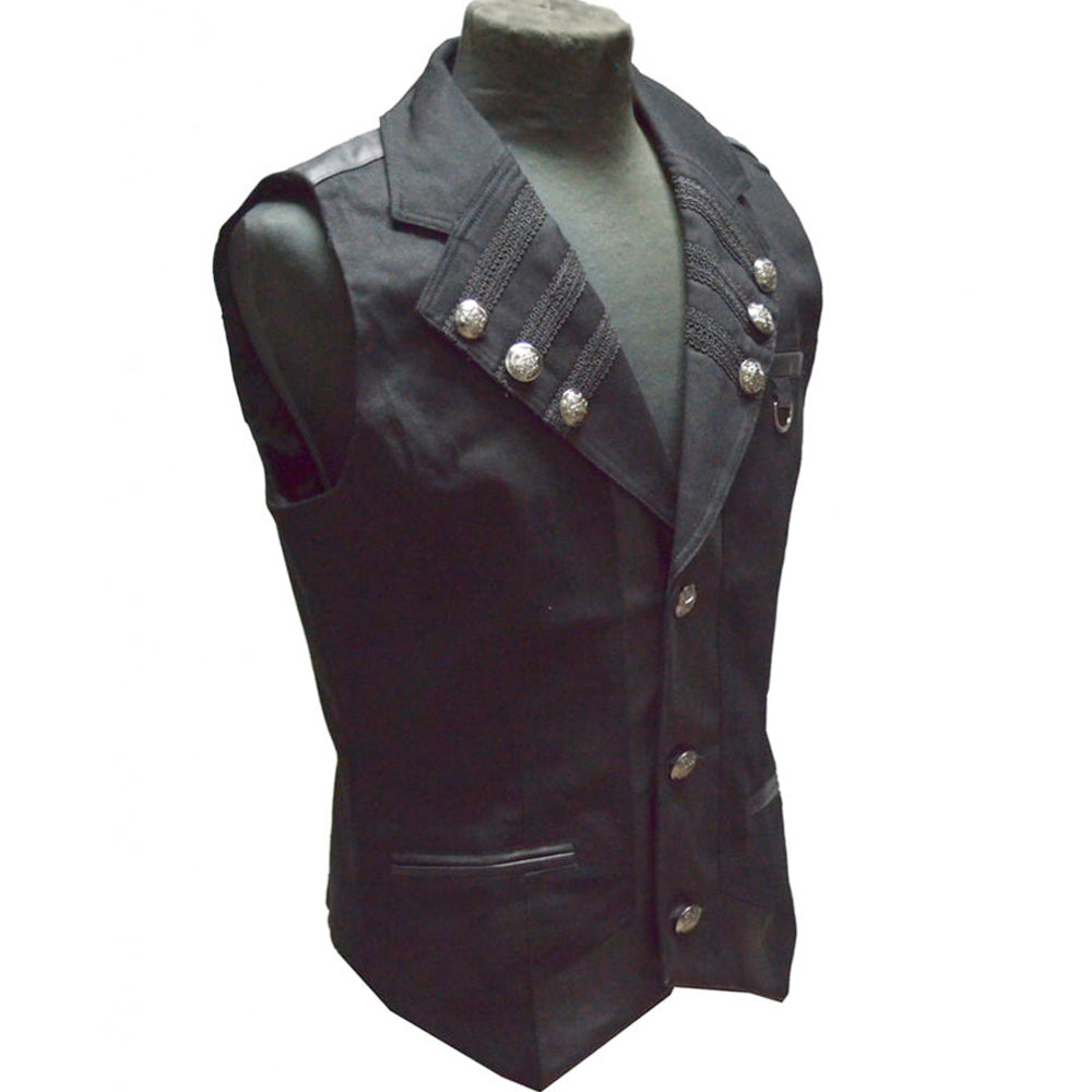 Men Pentagramme Military Style Vest Gothic Steampunk Waistcoat Vest - Alternative Gothic Dark Wear | Embrace Dark Aesthetic Men & Women Gothic Clothing