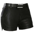 Women Genuine Leather Black Shorts New Short Pants Design for Ladies