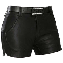 Load image into Gallery viewer, Women Genuine Leather Black Shorts New Short Pants Design for Ladies
