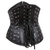 Women Black Leather Steel Boned Waist slimming Women Corset