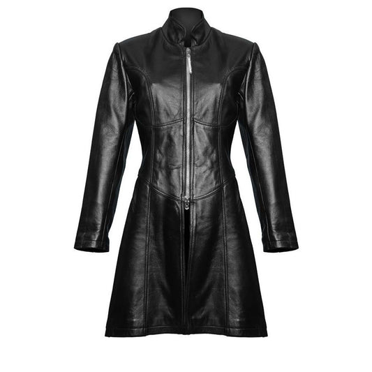 Handmade Gothic Short Length Trench Coat Stylish Party Wear Leather Coat - Alternative Gothic Dark Wear | Embrace Dark Aesthetic Men & Women Gothic Clothing