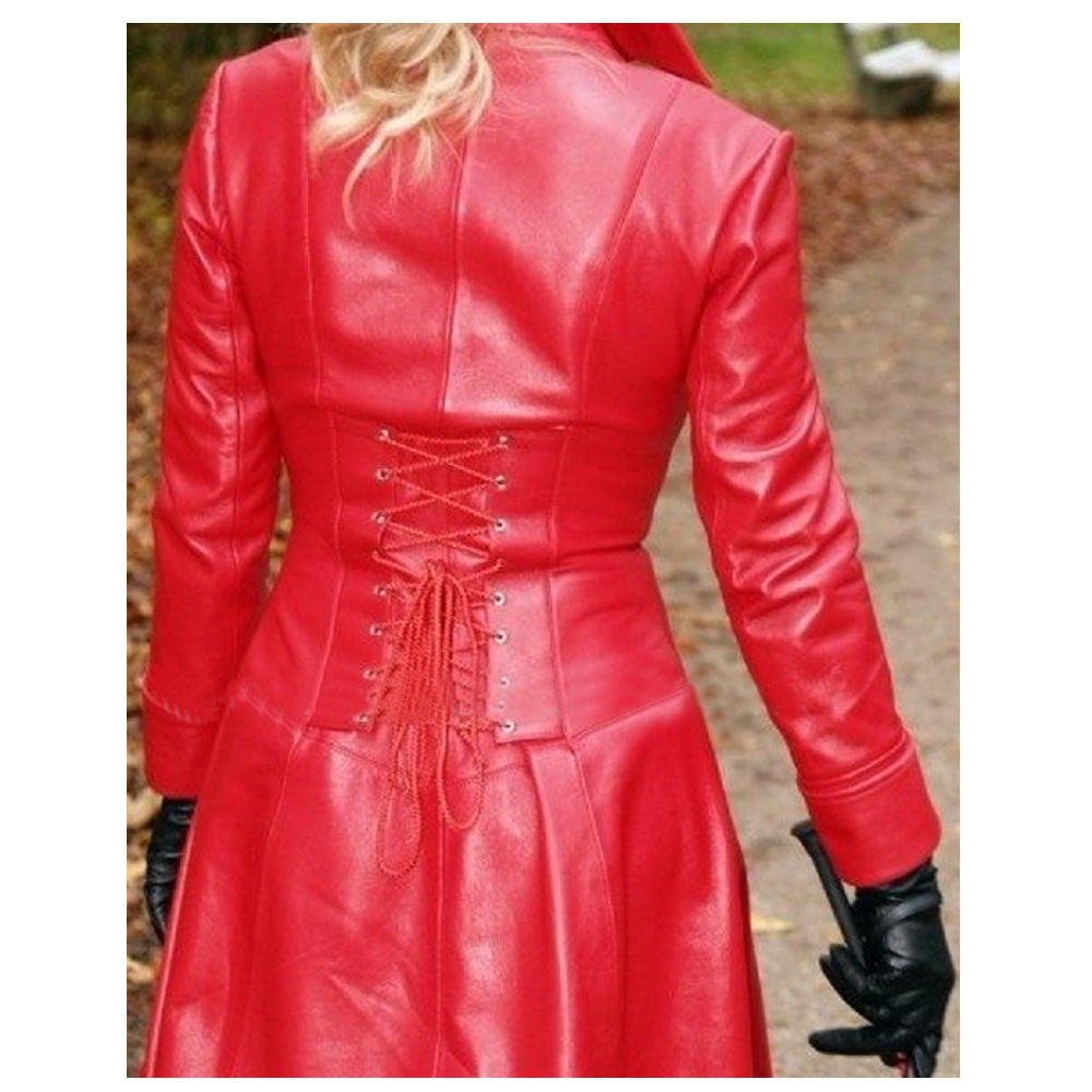 Catsuit Lederoverall Women Gothic Red Genuine Leather Coat Long Coat For Ladies - Alternative Gothic Dark Wear | Embrace Dark Aesthetic Men & Women Gothic Clothing