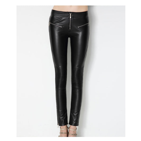 Women Genuine Lambskin Leather Pants Skinny Fit Stylish Black Trousers - Alternative Gothic Dark Wear | Embrace Dark Aesthetic Men & Women Gothic Clothing