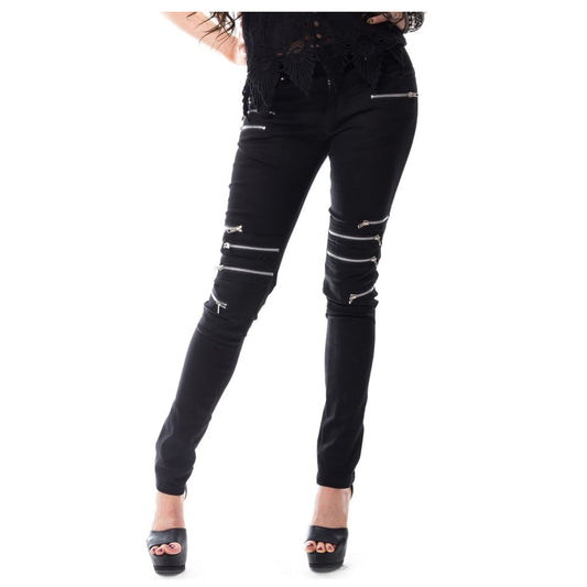 Women Remission Pants Zipper Detail Emo Style with Gothic Touch - Alternative Gothic Dark Wear | Embrace Dark Aesthetic Men & Women Gothic Clothing