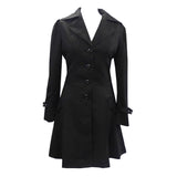 Handmade Women Steampunk Collared Ruffle Coat Victorian Corset Riding Jacket Black Long Coat