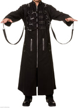 Load image into Gallery viewer, Handmade Men Goth Crossover Long Coat Chains Strap EMO TRENCH Coat
