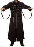 Handmade Men Goth Crossover Long Coat Chains Strap EMO TRENCH Coat