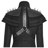 Women Gothic Long Coat Killers Rivets Shoulder Stand Up Collar Asymmetrical Military Coat for Sale