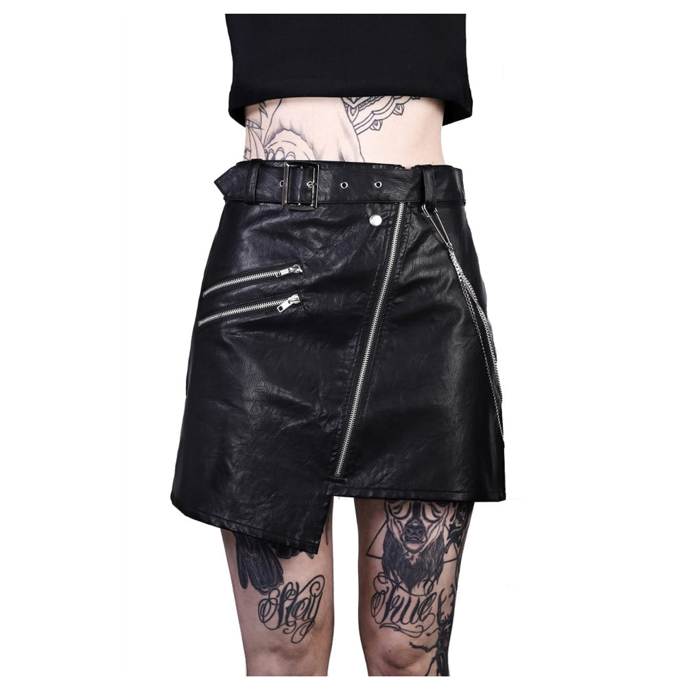 Women Gothic Leather Skirt Emo Inspired Vrouwen Lederen Skirt for Bold Alternative Style - Alternative Gothic Dark Wear | Embrace Dark Aesthetic Men & Women Gothic Clothing