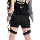 Women Steampunk Gothic Black Cotton Shorts Alternative Bondage Style for a Unique Fashion Statement