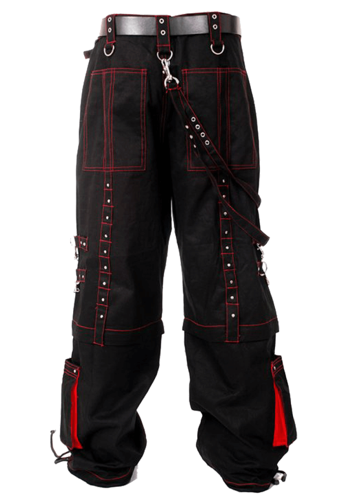 Men Gothic Trouser Cyber Red Thread Bondage Trouser Elite Pant Steampunk Pant