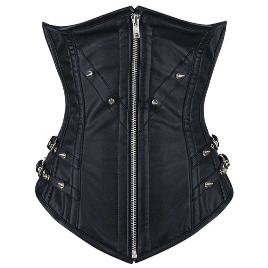 Women Chelsea Faux Leather Longline Corset Underbust Corset Bondage