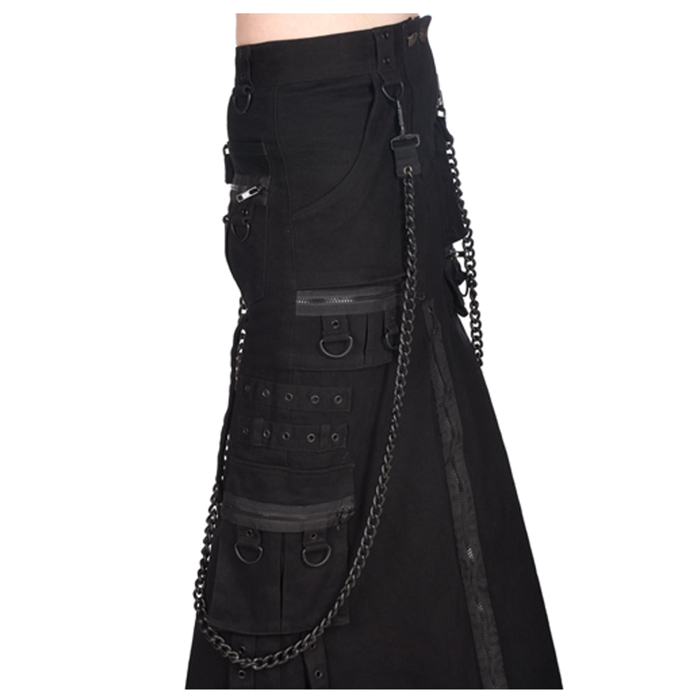 Damen Rock Black Pistol - Chain Denim Skirt