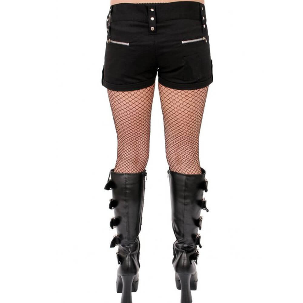 Women Punk Style Shorts Badass Babes Mini Skirt with Unique Zipper Design for an Edgy Bold Look