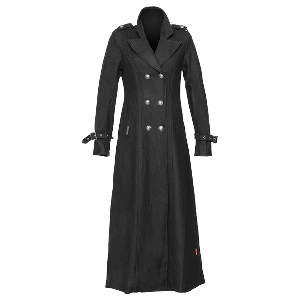 Women Gothic Style Long Coat Military Black Wool Coat Women Long Coat - Alternative Gothic Dark Wear | Embrace Dark Aesthetic Men & Women Gothic Clothing