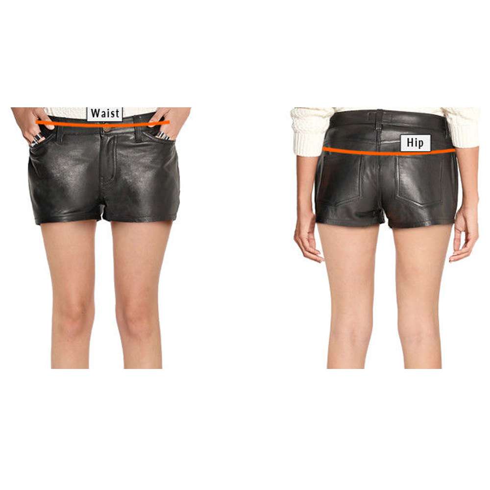 Women High Waist Black Genuine Lambskin Leather Shorts Fashionable Hot Pants