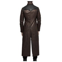 Load image into Gallery viewer, Handmade Men Long Black Gothic Coat Imitation Men leather Long Coat Adjustable Straps
