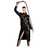 Women Gothic Genuine Leather Long Coat Fetish Bondage Coat Sexy Gothic Clothing