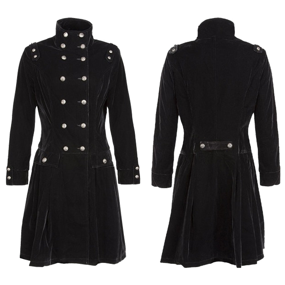 Women Gothic Long Coat Velvet Steampunk Aristocrat Alternative Fashion Style Ladies Long Coat